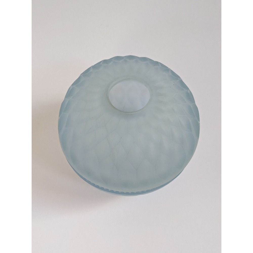 Vintage Indiana Glass Co. Mt. Vernon Fairy Lamp Frosted Blue Satin Diamond Point - Picture 5 of 14